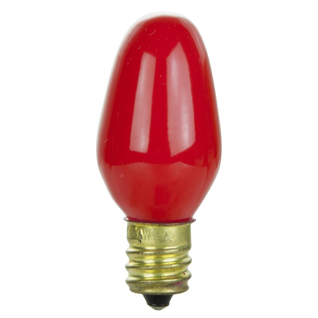 4 pack - Sunlite 01275-SU 7W C7 Red Incandescent Light Bulb