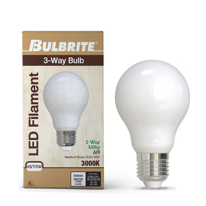 Bulbrite 776521 4.5/7/11W (40/60/75W Equiv.) Soft White (2700K) A19 E26 Base 3-Way LED Light Bulb