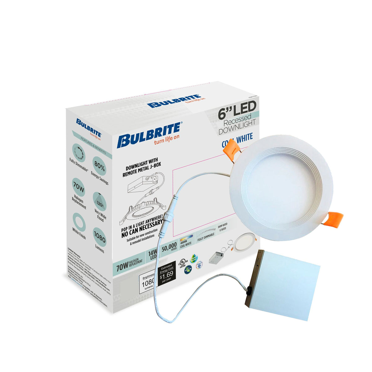 Bulbrite 773262 14W 6" JBOX DWNLGT Cool White LED Fixture