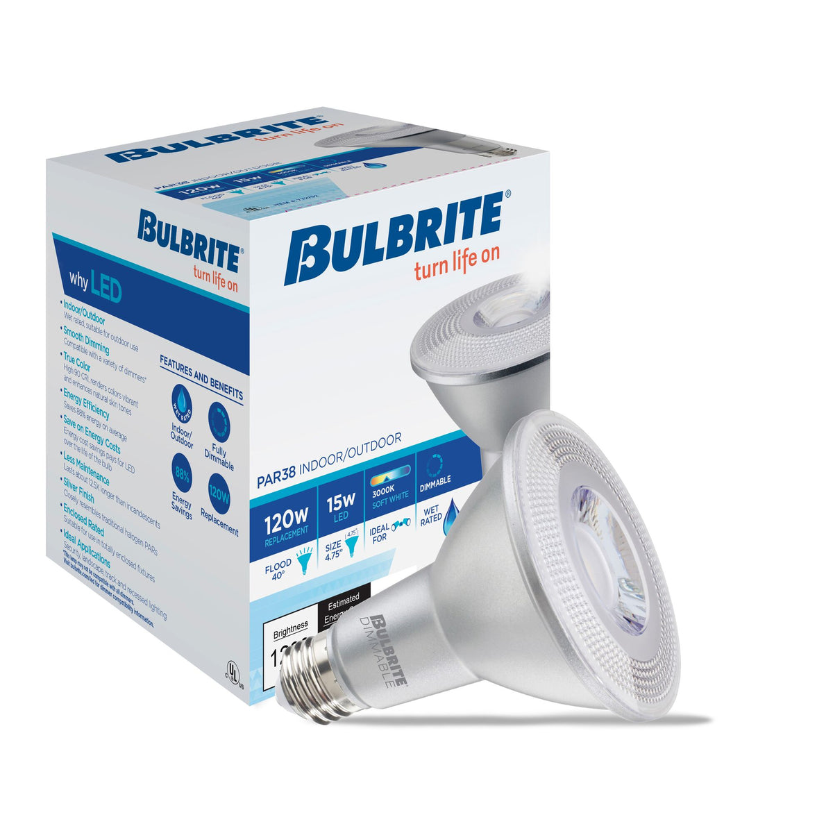 Bulbrite 772792 15W PAR38 Soft White LED Light Bulb