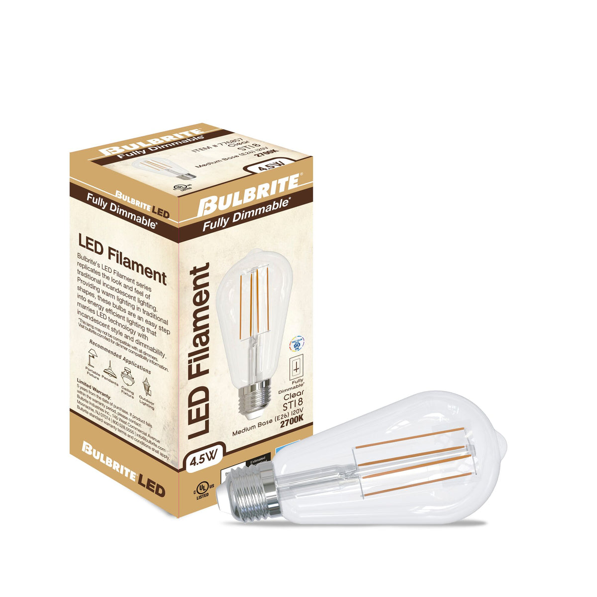 Bulbrite 776857 4.5W ST18 Warm White LED Light Bulb