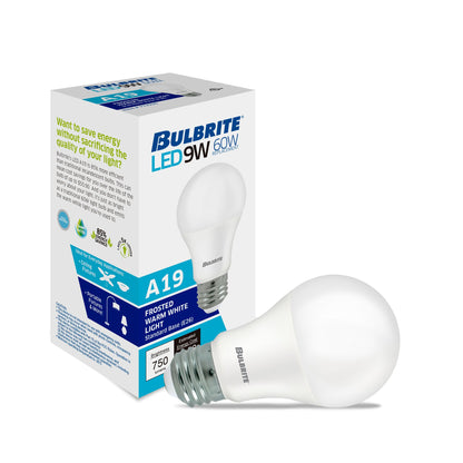 Bulbrite 774243 LED Filament 8.5 Watt Non-Dimmable A19 Light Bulb with Frost Finish and Medium Screw E26 Base - 2700K (Warm White Light) 750 lumens