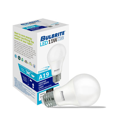 Bulbrite 774267 Bulbrite LED Filament 11 Watt Dimmable A19 Light Bulb with Frost Finish and Medium Screw E26 Base - 3000K(Soft White Light), 1100 Lumens