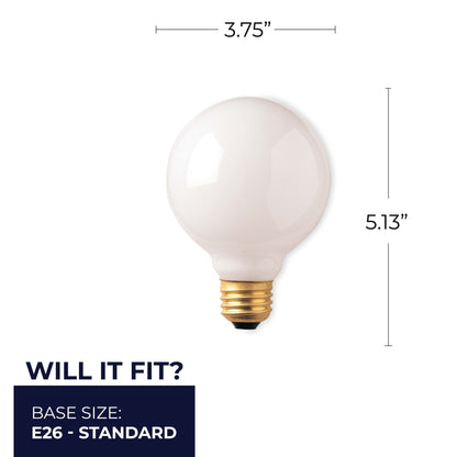 Bulbrite 340040 Bulbrite Incandescent 40 Watt G30 Light Bulbs with a White Finish and Medium Screw (E26) Base, 2700K (Warm White Light)