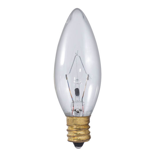 Bulbrite 400105 Bulbrite Incandescent 5 Watt B8 Light Bulbs with a Clear Finish and Candelabra Screw (E12) Base, 2700K (Warm White Light)