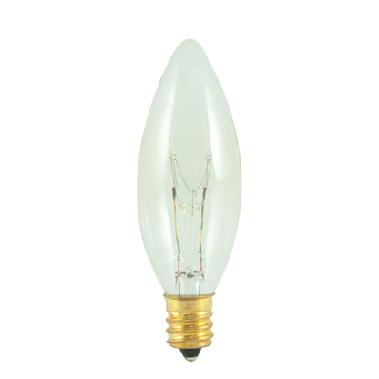 Bulbrite 490115 Bulbrite Incandescent 15 Watt B8 Light Bulbs with a Clear Finish and Candelabra Screw (E12) Base, 2700K (Warm White Light)