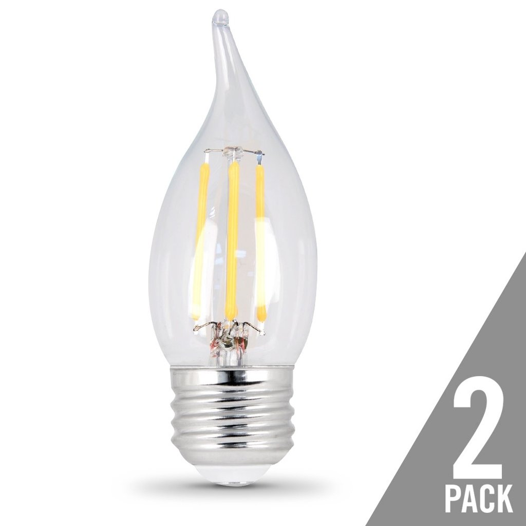2 pack - Feit Electric BPEFC60/827/LED/2 5.5W CA11 LED Light Bulb