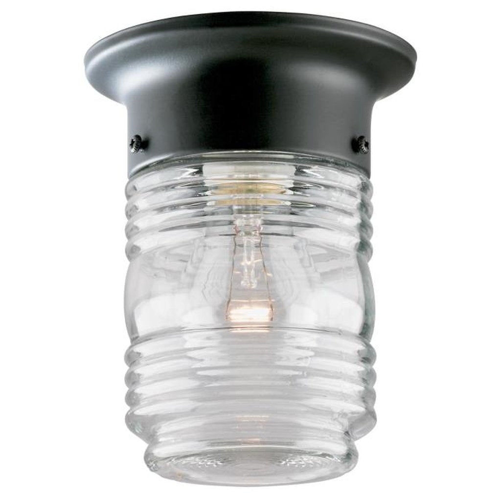 Westinghouse 6691991 Close-to-ceiling Fixture WEST 1LT MATTE BLK W/CL