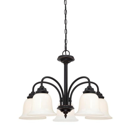 Westinghouse 630425048 Chandelier Fixture 5Lt Chand Amber Brnz w/White