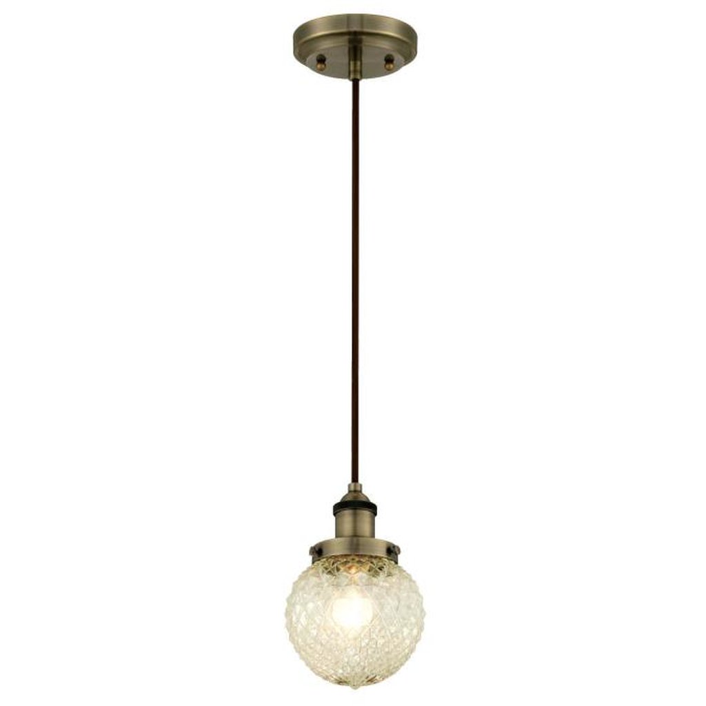 Westinghouse 6346600 Pendant Fixture 1Lt Mini Pend AB w/Cut Clr Gls