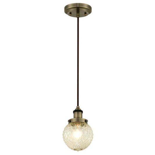 Westinghouse 6346600 Pendant Fixture 1Lt Mini Pend AB w/Cut Clr Gls