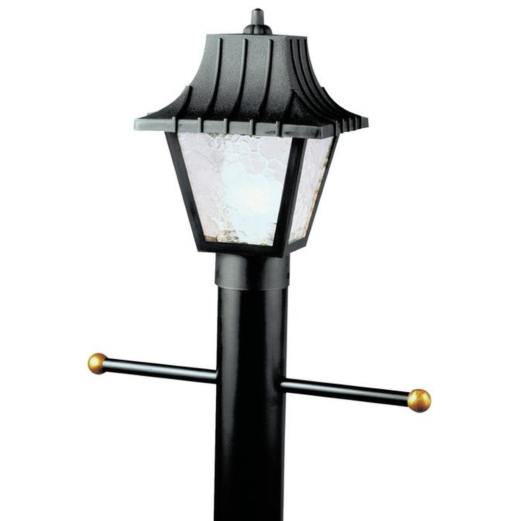 Westinghouse 6687591 POST Fixture WEST 1LT BLK W/CRK GL
