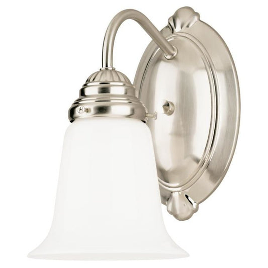 Westinghouse 6649691 Sconce Fixture 1LT Wall BN w/White Opal Gls