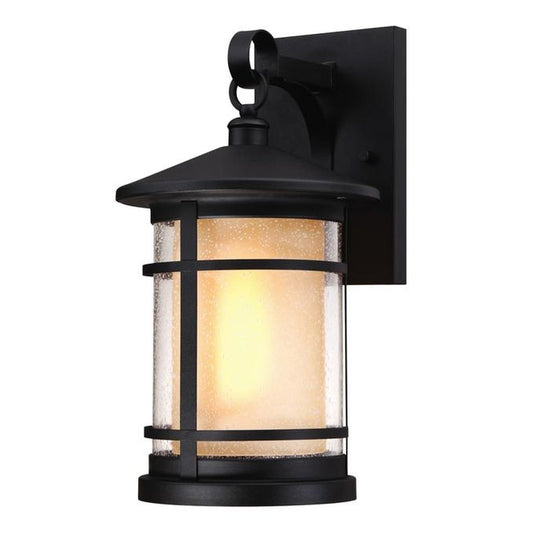Westinghouse 6312500 Wall Pack Fixture 1LT Wall Text Blk w/Amber Frst