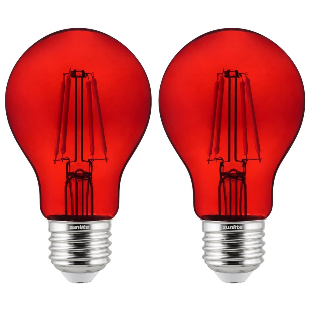 3 pack - Sunlite 81082-SU 4.5W A19 Red LED Light Bulb