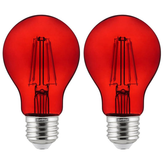 3 pack - Sunlite 81082-SU 4.5W A19 Red LED Light Bulb