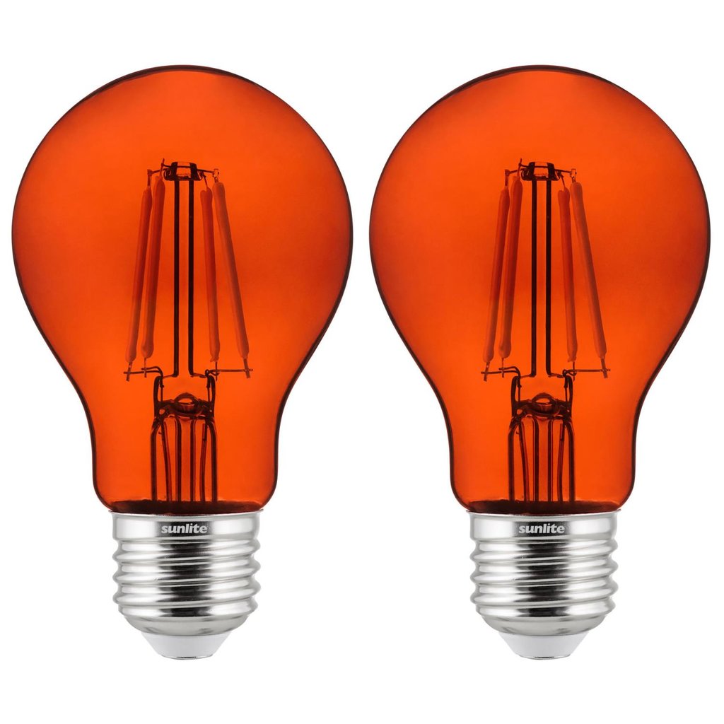 2 pack - Sunlite 81085-SU 4.5W A19 Orange LED Light Bulb