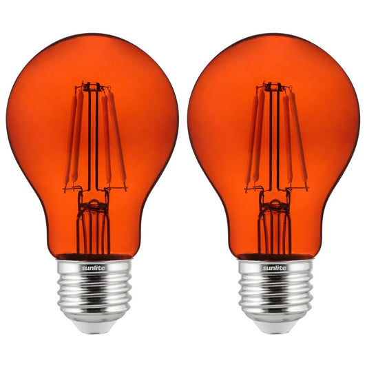 2 pack - Sunlite 81085-SU 4.5W A19 Orange LED Light Bulb