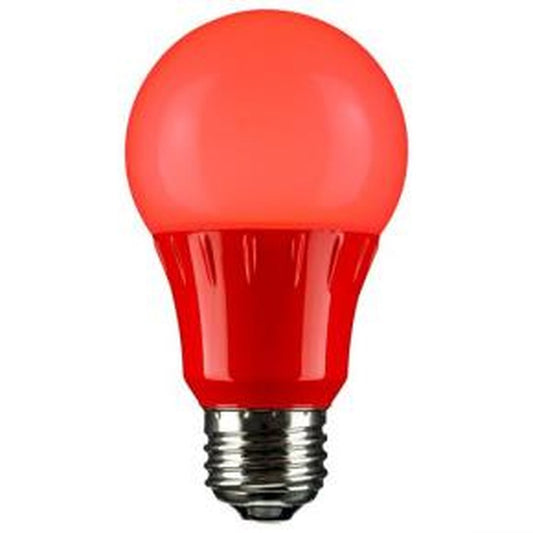 6 pack - Sunlite 80148-SU 3W A19 Red LED Light Bulb