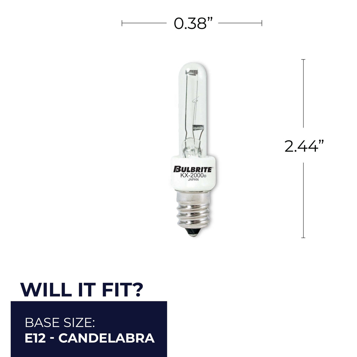 Bulbrite 473040 Bulbrite Incandescent 40 Watt T3 Light Bulbs with a Clear Finish and Candelabra Screw (E12) Base, 2700K (Warm White Light)