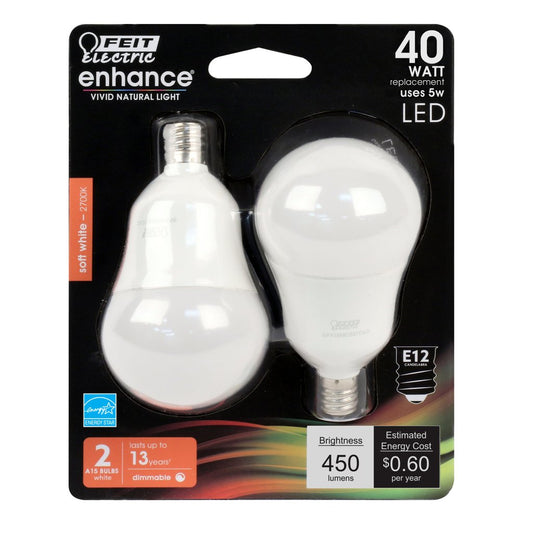 2 pack - Feit Electric BPA1540C/927CA/LED/2 5W A15 Soft White LED