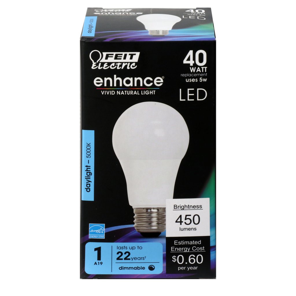6 pack - Feit Electric OM40DM/950CA 5W A19 Daylight LED Light Bulb