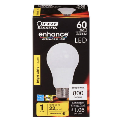 6 pack - Feit Electric OM60DM/930CA 8.8W A19 Bright White LED