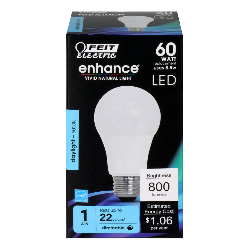 6 pack - Feit Electric OM60DM/950CA 8.8W A19 Daylight LED Light Bulb