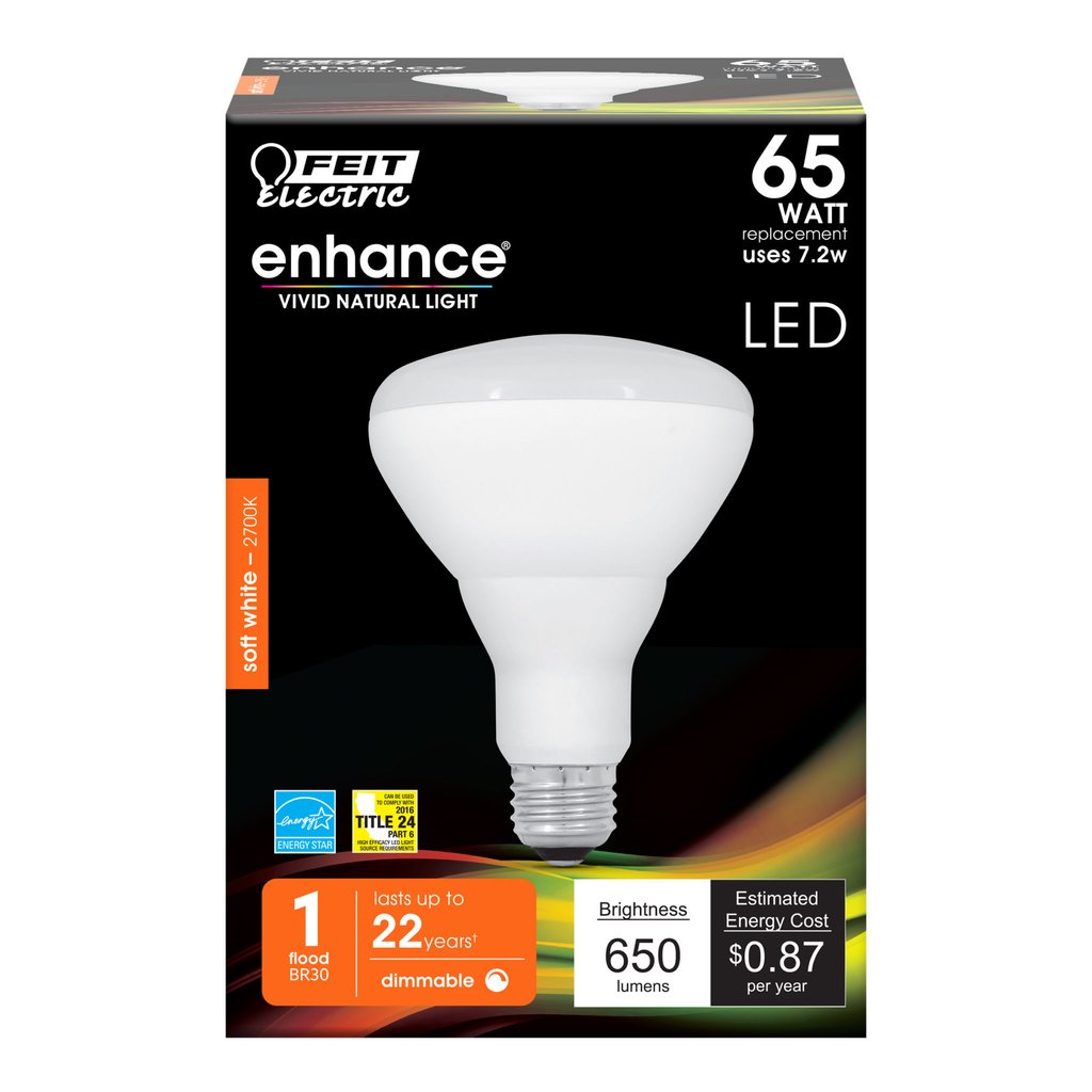 4 pack - Feit Electric BR30DM/927CA 7.2W BR30 Soft White LED