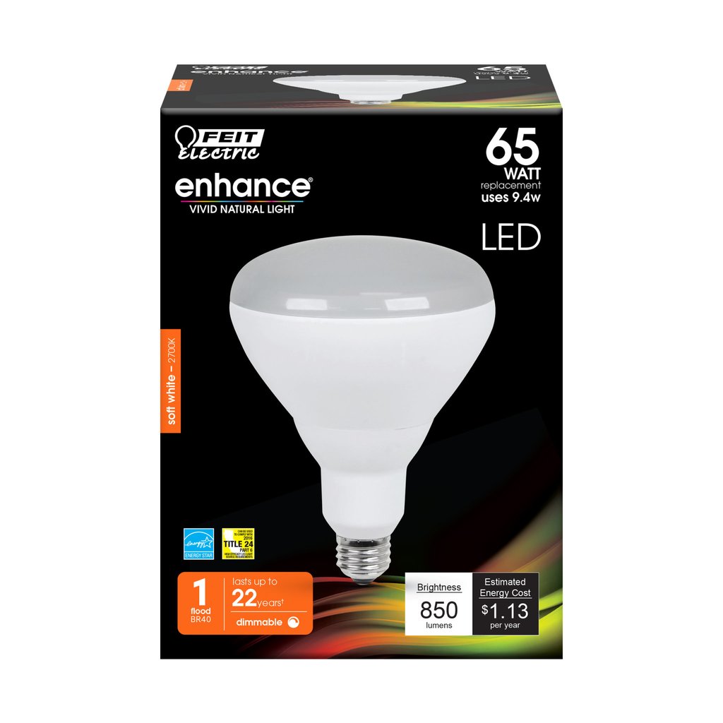 Feit Electric BR40DM/927CA 9.4W BR40 Soft White LED Light Bulb