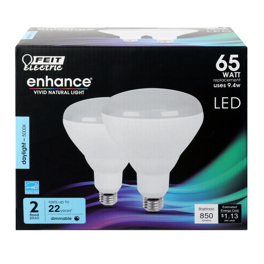 2 pack - Feit Electric BR40DM/950CA/2 9.4W BR40 Daylight LED