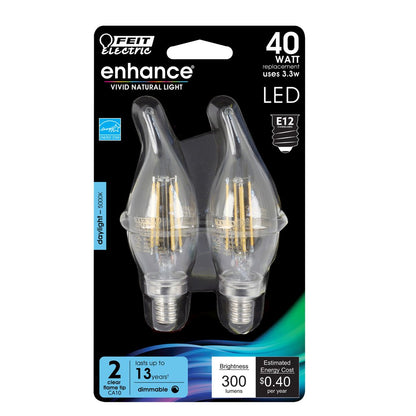 2 pack - Feit Electric BPCFC40950CAFIL/2/RP 3.3W CA10 Daylight LED