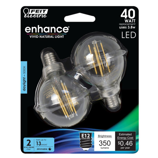 2 pack - Feit Electric BPG1640/950CA/FIL/2 3.8W G16.5 Daylight LED