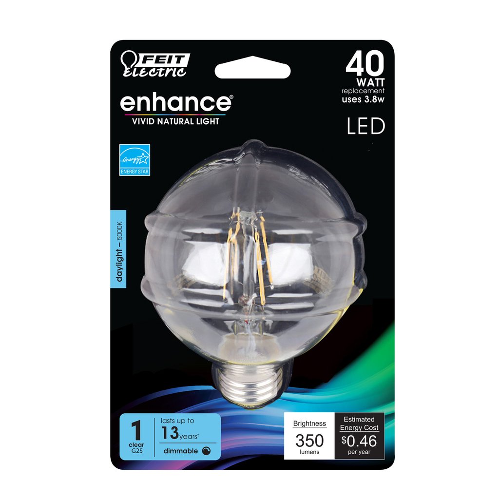 Feit Electric BPG2540/950CA/FIL 3.8W G25 LED Light Bulb