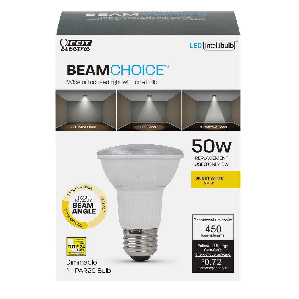 4 pack - Feit Electric PAR20/ADJ/930CA 6W PAR20 Bright White LED