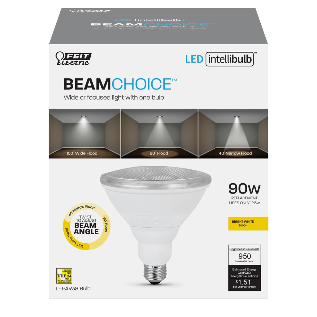 4 pack - Feit Electric PAR38/ADJ/930CA 12.5W PAR38 Bright White LED