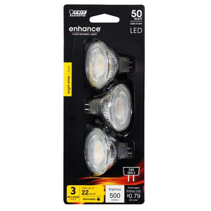 3 pack - Feit Electric BPEXN/930CA/3 6.6W MR16 Bright White LED