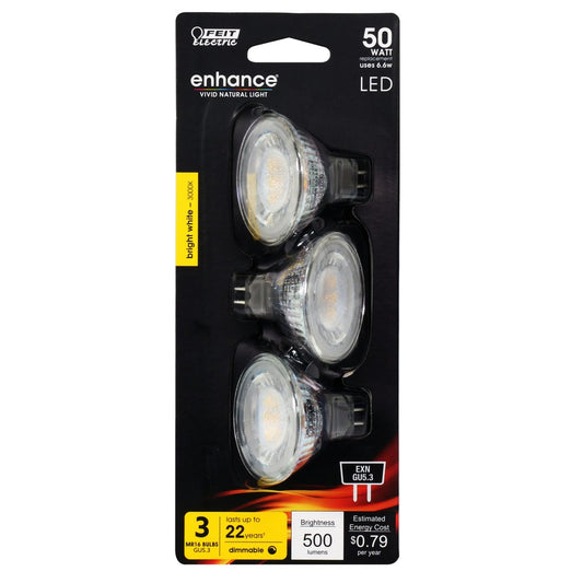 3 pack - Feit Electric BPEXN/930CA/3 6.6W MR16 Bright White LED