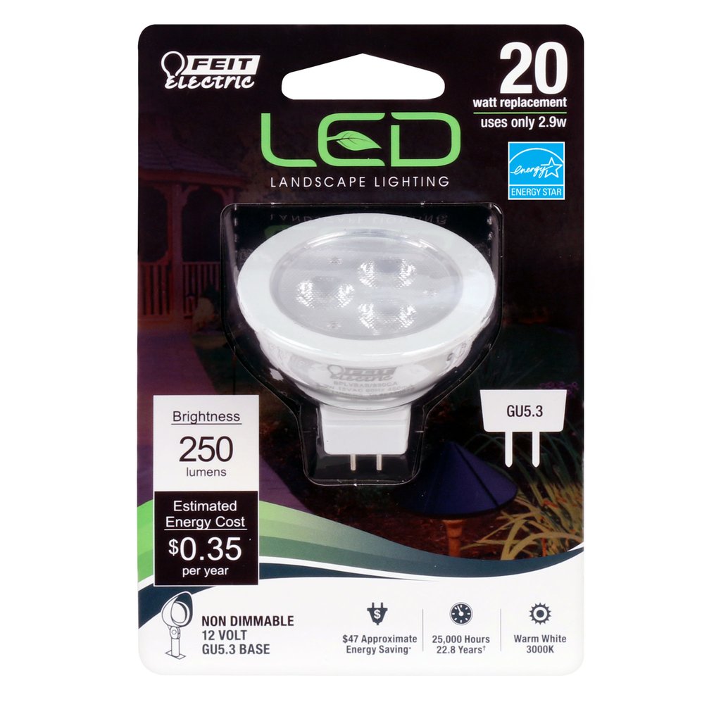 6 pack - Feit Electric BPLVBAB/830CA 2.9W MR16 White LED Light Bulb