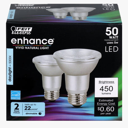 2 pack - Feit Electric PAR20DM/950CA/2 5W PAR20 Daylight LED