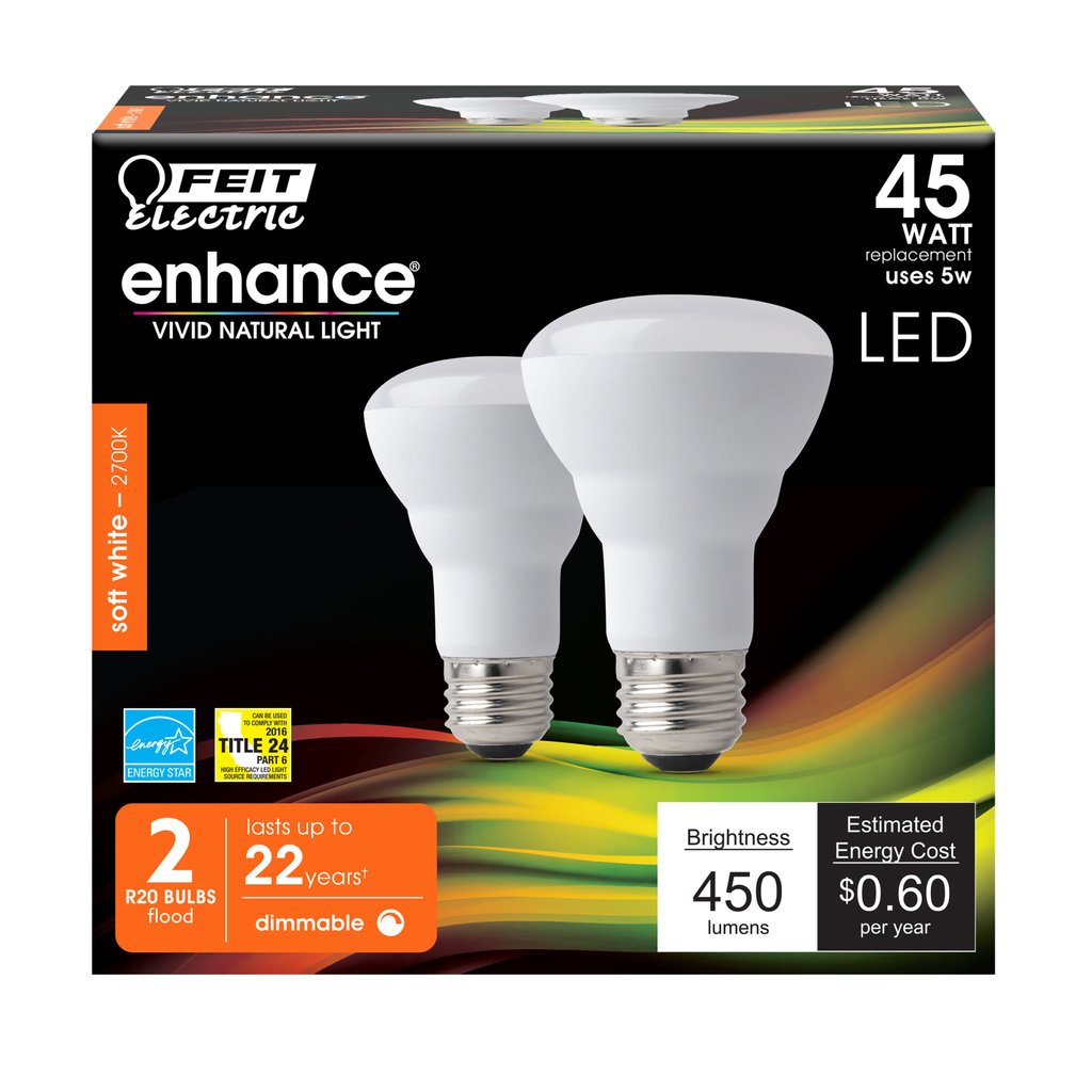 12 pack - Feit Electric R20DM/927CA/2 5W R20 Soft White LED Light Bulb