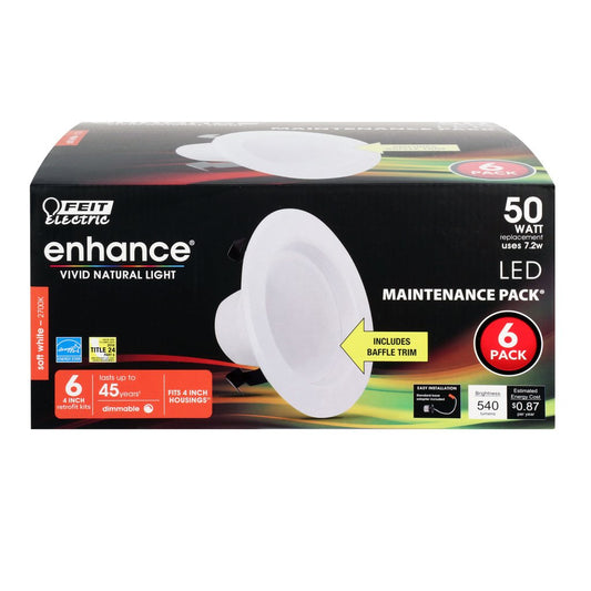 36 pack - Feit Electric LEDR4B/927CA/MP/6 7.2W 4" Round LED Downlight