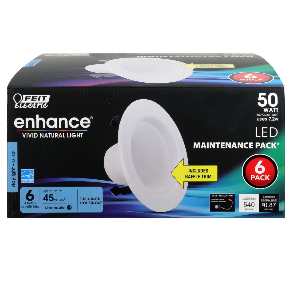 36 pack - Feit Electric LEDR4B/950CA/MP/6 7.2W 4" Round LED Downlight