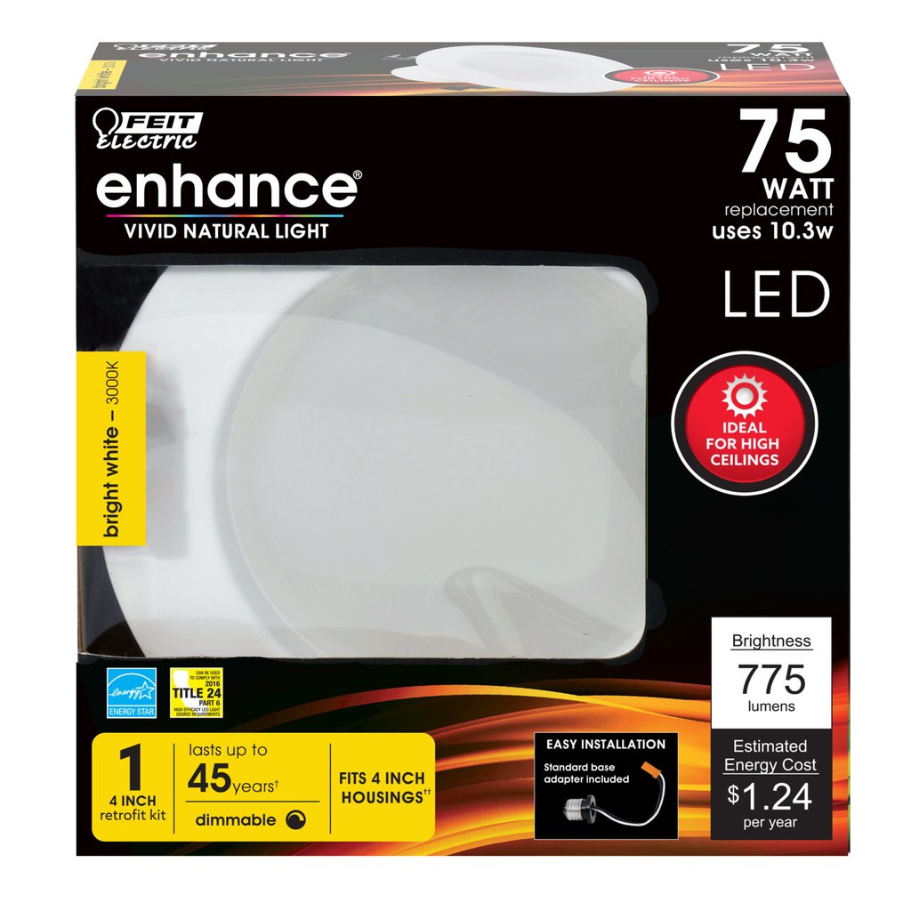 6 pack - Feit Electric LEDR4HO/930CA 10.3W 4" Round LED Downlight
