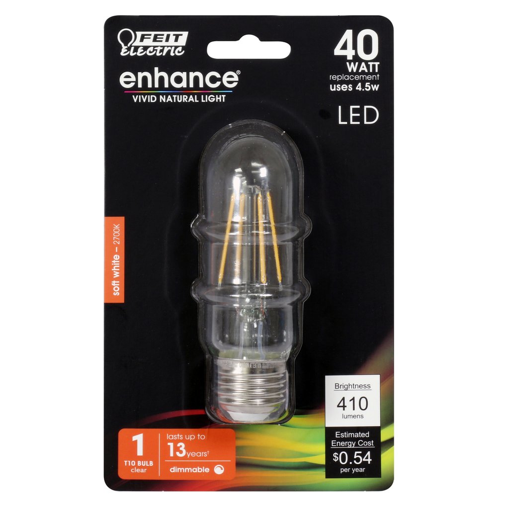 Feit Electric BPT1040/927CA/RP 4.5W T10 Soft White LED Light Bulb