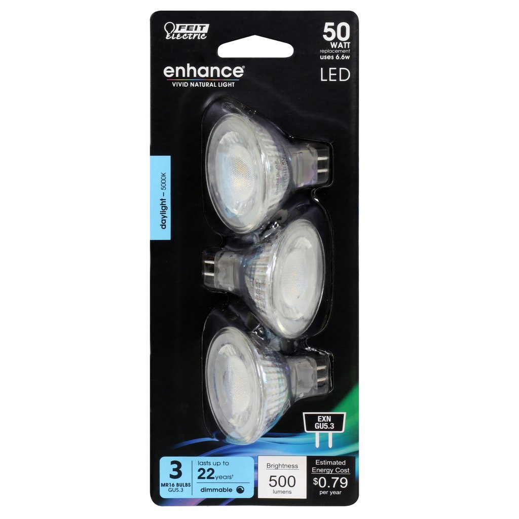3 pack - Feit Electric BPEXN/950CA/3 6.6W MR16 Daylight LED Light Bulb