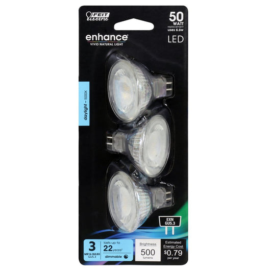 3 pack - Feit Electric BPEXN/950CA/3 6.6W MR16 Daylight LED Light Bulb