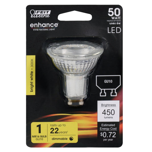 Feit Electric BPMR16GU10/500/930CA 6W MR16 Bright White LED Light Bulb