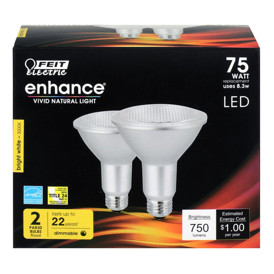 2 pack - Feit Electric PAR30LDM/930CA/2 8.3W PAR30 Long Bright White