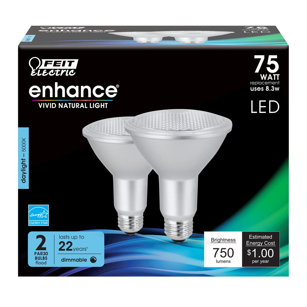 2 pack - Feit Electric PAR30LDM/950CA/2 8.3W PAR30 Long Daylight LED